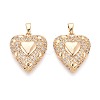 Brass Micro Pave Cubic Zirconia Pendants KK-T073-40G-1