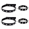 4Pcs 2 Styles PU Leather Choker Necklaces & Bracelets Set for Women Men AJEW-UN0002-01-1
