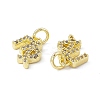 Real 18K Gold Plated Brass Micro Pave Clear Cubic Zirconia Charms KK-E068-VB411-6-3