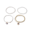 4Pcs 4 Style Natural White Jade & Glass Beaded Stretch Bracelets Set BJEW-JB09227-4