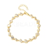 Brass Micro Pave Clear Cubic Zirconia Link Chain Bracelets for Women BJEW-K274-13G-4