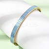 304 Stainless Steel Enamel Striped Hinged Cuff Bangles for Women SA-CBAC920-06G-3