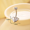 316L Surgical Stainless Steel Clear Cubic Zirconia Curved Barbell Belly Rings WGA1AD6-01-1