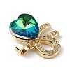 Real 18K Gold Plated Rack Plating Brass Micro Pave Clear Cubic Zirconia Pendants KK-C015-26G-10-2