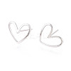 Brass Heart Stud Earrings KK-S348-124S-3