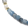 Natural Aquamarine Cube Beads Stretch Bracelets for Women BJEW-JB13176-02-3