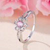 Flower Brass Micro Pave Pearl Pink Cubic Zirconia Finger Rings FS-WGCFB35-05-3