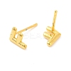 Brass Hollow Out Initial Letter Stud Earrings EJEW-A044-01G-F-2