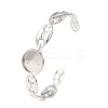 304 Stainless Steel Coffee Bean Chain Cuff Bracelet Blanks with Flat Round Bezel Settings SA-CBA4160-02A-P-1
