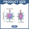 12Pcs Rainbow Color Alloy Pendants FIND-LP0001-55-2