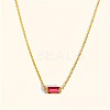 Birthstone Style Brass Cubic Zirconia Rectangle Pendant Necklaces for Women FS-WGDF12C-07-1