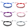 6Pcs 6 Colors Saint Benedict Medal Alloy Braided Bead Bracelets Set BJEW-AN0001-70-1