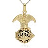 Golden Tone Brass Hollow Round Cage Pendants KK-J242-04G-3