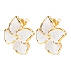 304 Stainless Steel Enamel Flower Stud Earrings LS-EJEW-A138-02G-4