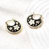 Flower Brass Enamel Hoop Earrings EJEW-Z157-02G-3
