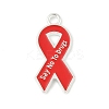 No To Drugs Red Awareness Ribbon Theme Alloy Enamel Pendants LS-ENAM-C026-02G-S-1