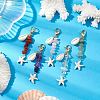 5Pcs Starfish Synthetic Turquoise & Natural Cowrie Shell Pendant Decoration HJEW-JM02150-S-1
