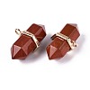 Natural Red Jasper Double Terminal Pointed Pendants G-N345-09C-2