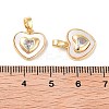 Brass Micro Pave Clear Cubic Zirconia Pendants KK-B102-23G-3