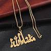201 Stainless Steel Arabic Pendant Box Chain Necklaces for Women Men NJEW-R013-06G-3