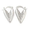 Heart Shape Brass Micro Pave Clear Cubic Zirconia Thick Hoop Earrings EJEW-Q785-03P-1