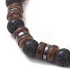 2Pcs Adjustable Natural Coconut & Lava Rock & Synthetic Lava Rock Beads Stretch Bracelets BJEW-JB13285-5