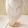 Alloy & Plastic Imitation Pearl Round Beaded Long Tassel Cuff Choker Necklaces for Women FS-WGD3D1C-01-3