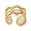 Ion Plating(IP) 304 Stainless Steel Wave Open Cuff Ring for Women RJEW-M149-36G-2