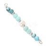 Faceted Round Natural Amazonite & Apatite & Potato Natural Cultured Freshwater Pearl Beaded Connector Charms PALLOY-JF03532-05-2