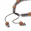 Natural Wenge Wood & Synthetic Hematite Braided Bead Bracelet BJEW-JB07933-5