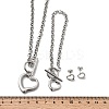 Heart 304 Stainless Steel Pendant Necklace & Stud Earring & Bracelet Sets for Women SJEW-F226-02P-3