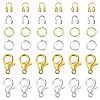 Zinc Alloy Lobster Claw Clasps with Brass Wire Guardian and Protectors with Iron Open Jump Rings DIY-YW0010-08-1