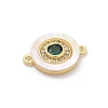 Brass Micro Pave Clear Cubic Zirconia & Shell Connector Charms LS-KK-M303-03G-02-2
