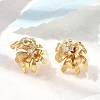 Flower Brass Micro Pave Cubic Zirconia Stud Earrings EJEW-B148-08A-G-2