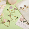 4Pcs Rhinestone Bee & Rectangle Hanging Chain Brooch JEWB-CA0001-69-5