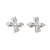 Brass Pave Clear Glass Connector Charms KK-N254-58P-1
