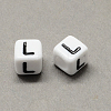 Large Hole Acrylic Letter European Beads SACR-Q103-7mm-01L-2
