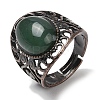 Natural Green Aventurine Oval Adjustable Rings RJEW-K271-06R-18-2