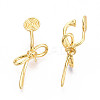 Bowknot Brass Clip-on Earring Findings for Half Drilled Beads KK-T071-10G-1