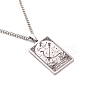 304 Stainless Steel Curb Chain Rectangle with Constellation Pendant Necklaces PW-WG0F5D0-25-1