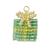 Glass Seed Beaded Christmas Gift Pendants PALLOY-MZ00899-02-1