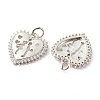 Valentine's Day Theme Brass Micro Pave Clear Cubic Zirconia Pendants ZIRC-P094-19P-RS-2