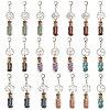 7 Chakra Natural Red Aventurine & Red Jasper & Green Aventurine & Tiger Eye & Synthetic Turquoise & Amethyst & Lapis Lazuli Chips inside Glass Wishing Bottle Pendant Decorations HJEW-FH00148-1