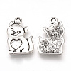 Tibetan Style Alloy Kitten Pendant Enamel Settings TIBEP-T002-133AS-RS-1