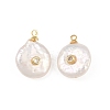 Brass Micro Pave Cubic Zirconia with Natural Pearl Pendants KK-Z146-07C-01-1