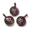 Natural Orchid Banded Agate(Dyed & Heated) Pendants G-P560-01R-15-1