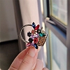 Flower Basket Antique Golden Alloy Rhinestone Brooches LS-PW-WG6DF7D-01-3