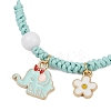 Flower & Elephant Alloy Enamel Charm Bracelets BJEW-JB11696-01-3