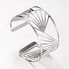 Tarnish Resistant 304 Stainless Steel Filigree Cuff Bangles STAS-S060-09-2