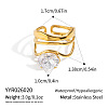 Irregular 304 Stainless Steel Cubic Zirconia Cuff Open Rings for Women RA2180-6-1
